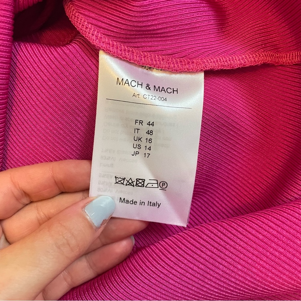 Mach & Mach Hot Pink Crystal Bow Cut Out Mini Dress FR 44 - Picture 9 of 11